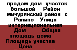 продам дом ,участок большой. › Район ­ мичуринский район. с.Ранино › Улица ­ интернациональная › Дом ­ 78 › Общая площадь дома ­ 43 › Площадь участка ­ 50 › Цена ­ 500 000 - Тамбовская обл. Недвижимость » Дома, коттеджи, дачи продажа   